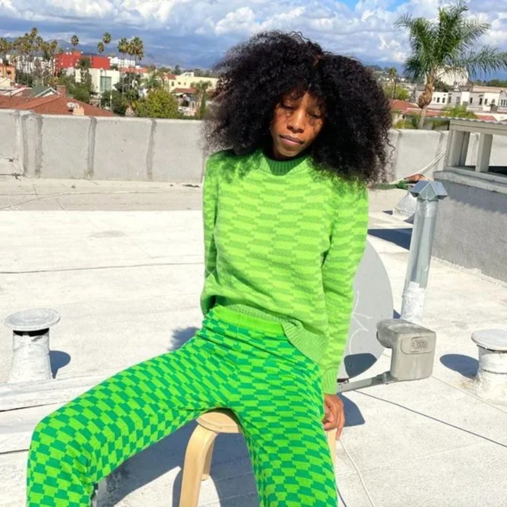 Lisa Says Gah, Vintage Rug Bocce Court Sweater NWT